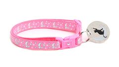 Silver Moons and Stars on Peony Pink Cat Collar