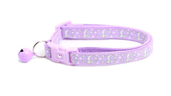 Silver Moons and Stars on Pastel Purple Cat Collar